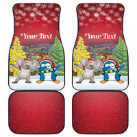 Personalised Christmas In July Car Mats Funny Dabbing Dance Koala And Blue Penguins LT05 - Polynesian Pride