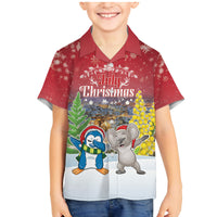 Personalised Christmas In July Family Matching Mermaid Dress and Hawaiian Shirt Funny Dabbing Dance Koala And Blue Penguins