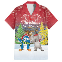 Personalised Christmas In July Family Matching Short Sleeve Bodycon Dress and Hawaiian Shirt Funny Dabbing Dance Koala And Blue Penguins LT05 Dad's Shirt - Short Sleeve Red - Polynesian Pride