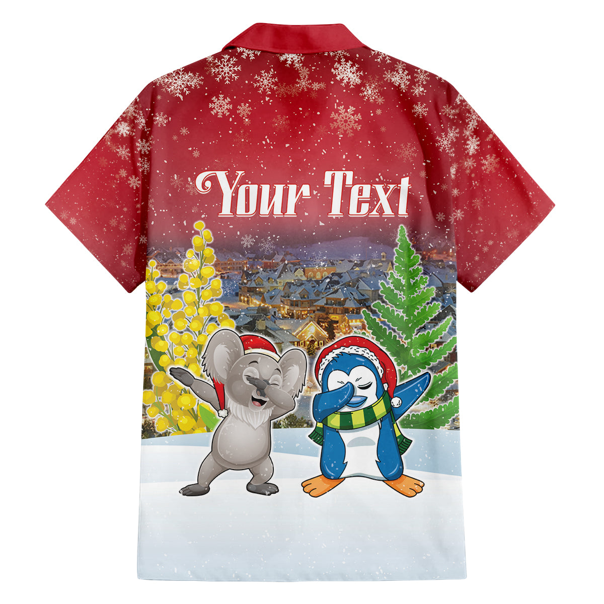 Personalised Christmas In July Family Matching Summer Maxi Dress and Hawaiian Shirt Funny Dabbing Dance Koala And Blue Penguins