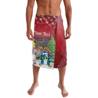 Personalised Christmas In July Lavalava Funny Dabbing Dance Koala And Blue Penguins LT05 Red - Polynesian Pride