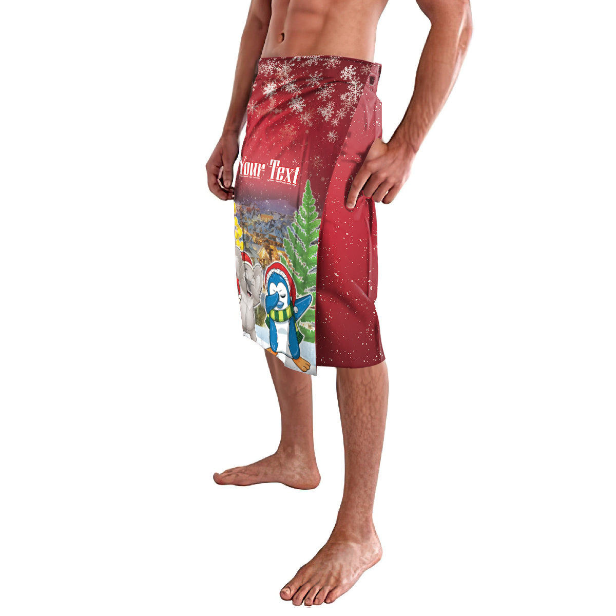 Personalised Christmas In July Lavalava Funny Dabbing Dance Koala And Blue Penguins LT05 - Polynesian Pride
