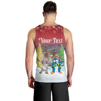 Personalised Christmas In July Men Tank Top Funny Dabbing Dance Koala And Blue Penguins LT05 - Polynesian Pride