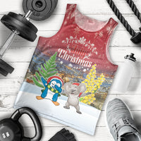 Personalised Christmas In July Men Tank Top Funny Dabbing Dance Koala And Blue Penguins LT05 - Polynesian Pride