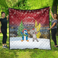 Christmas In July Quilt Funny Dabbing Dance Koala And Blue Penguins