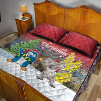 Christmas In July Quilt Bed Set Funny Dabbing Dance Koala And Blue Penguins LT05 - Polynesian Pride