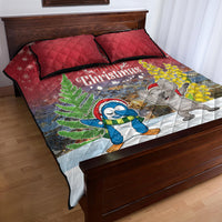 Christmas In July Quilt Bed Set Funny Dabbing Dance Koala And Blue Penguins LT05 - Polynesian Pride