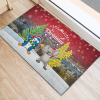 Christmas In July Rubber Doormat Funny Dabbing Dance Koala And Blue Penguins LT05 - Polynesian Pride
