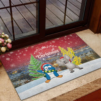 Christmas In July Rubber Doormat Funny Dabbing Dance Koala And Blue Penguins LT05 - Polynesian Pride