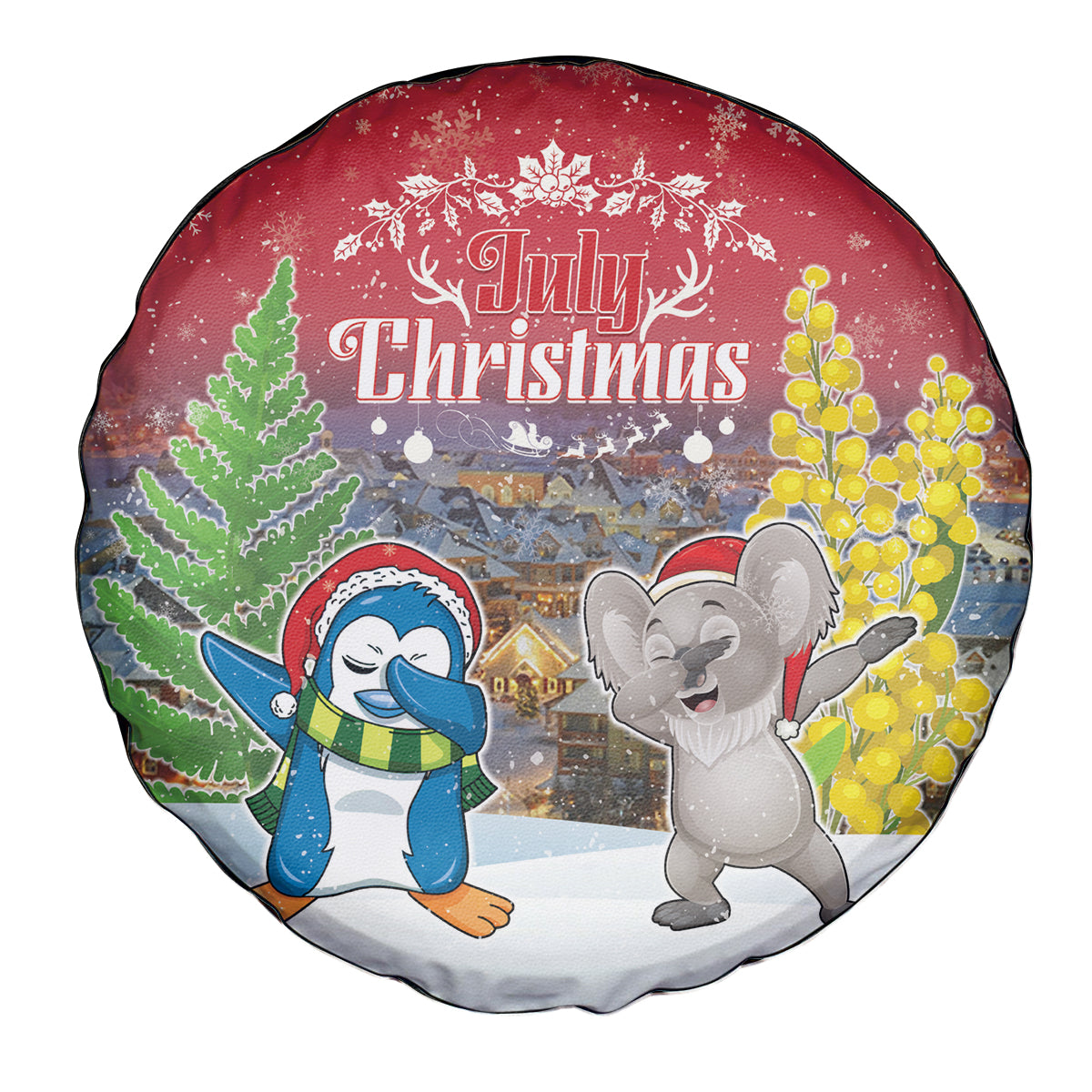 Christmas In July Spare Tire Cover Funny Dabbing Dance Koala And Blue Penguins LT05 - Polynesian Pride