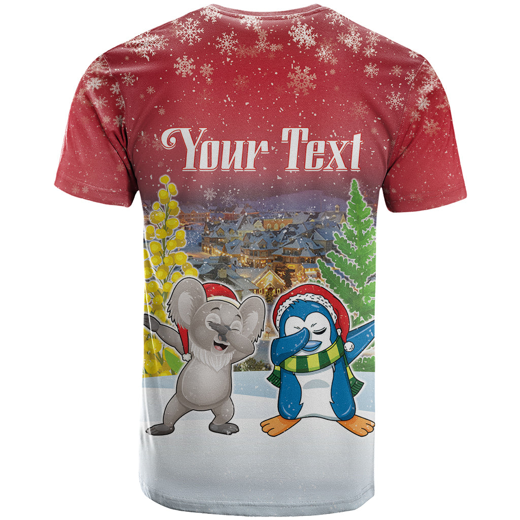 Personalised Christmas In July T Shirt Funny Dabbing Dance Koala And Blue Penguins