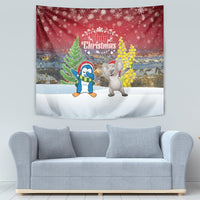 Christmas In July Tapestry Funny Dabbing Dance Koala And Blue Penguins LT05 - Polynesian Pride