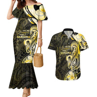 Sarcoma Awareness Couples Matching Mermaid Dress and Hawaiian Shirt You Are Stronger Than Sarcoma LT05 Yellow - Polynesian Pride