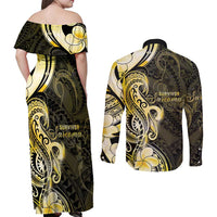Sarcoma Awareness Couples Matching Off Shoulder Maxi Dress and Long Sleeve Button Shirt You Are Stronger Than Sarcoma LT05 - Polynesian Pride