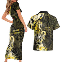 Sarcoma Awareness Couples Matching Short Sleeve Bodycon Dress and Hawaiian Shirt You Are Stronger Than Sarcoma LT05 - Polynesian Pride