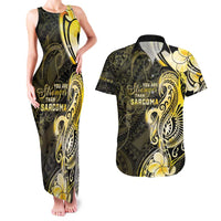 Sarcoma Awareness Couples Matching Tank Maxi Dress and Hawaiian Shirt You Are Stronger Than Sarcoma LT05 Yellow - Polynesian Pride
