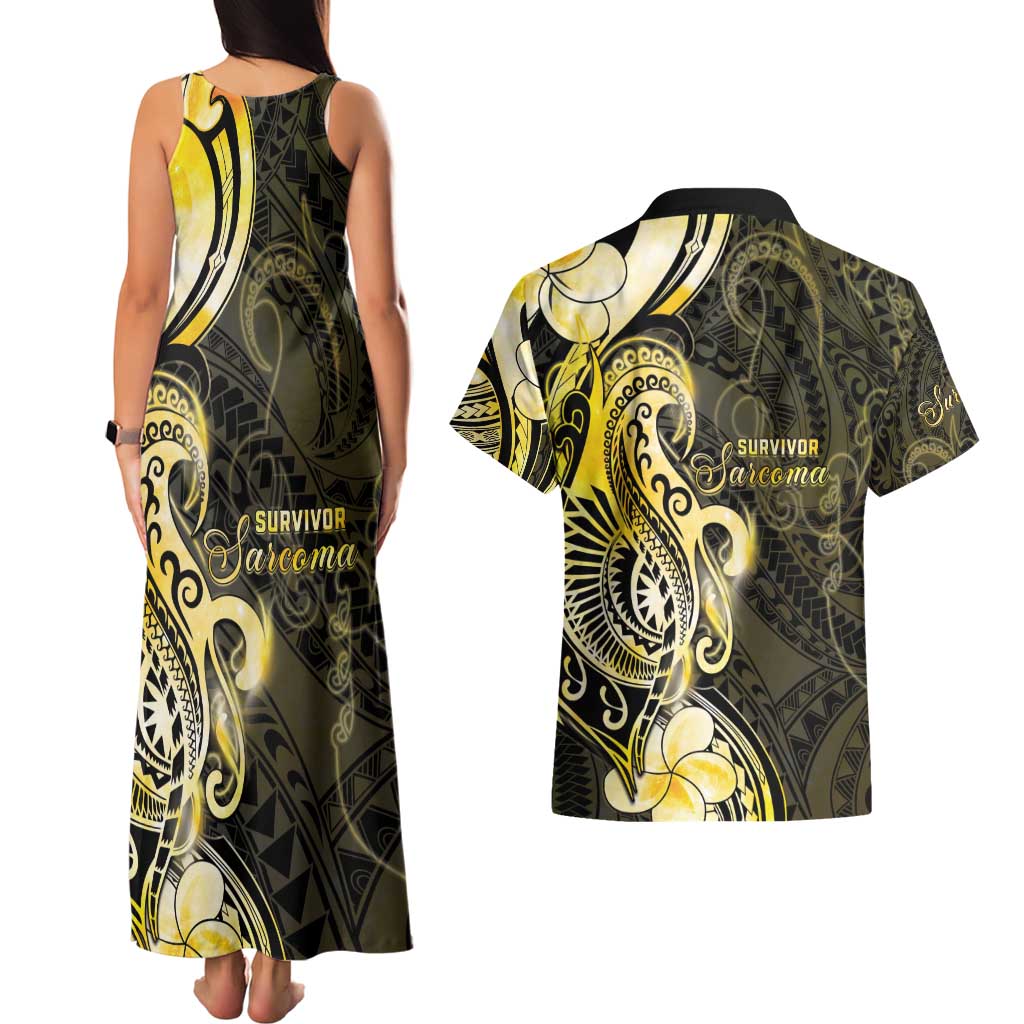 Sarcoma Awareness Couples Matching Tank Maxi Dress and Hawaiian Shirt You Are Stronger Than Sarcoma LT05 - Polynesian Pride