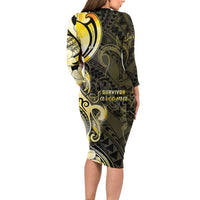 Sarcoma Awareness Family Matching Long Sleeve Bodycon Dress and Hawaiian Shirt You Are Stronger Than Sarcoma LT05 - Polynesian Pride
