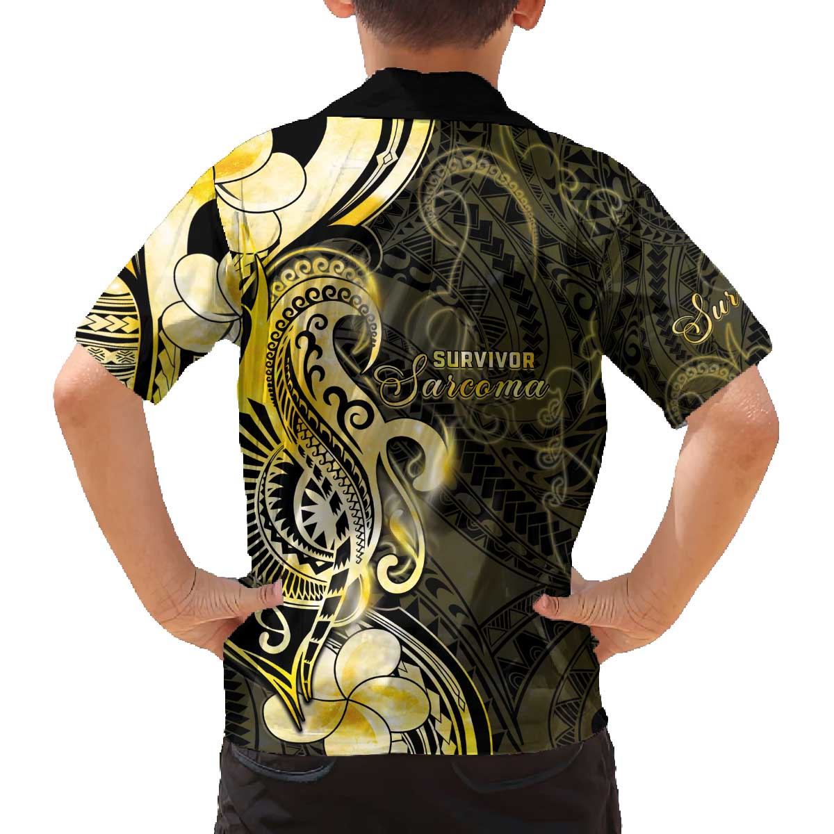 Sarcoma Awareness Family Matching Off The Shoulder Long Sleeve Dress and Hawaiian Shirt You Are Stronger Than Sarcoma LT05 - Polynesian Pride
