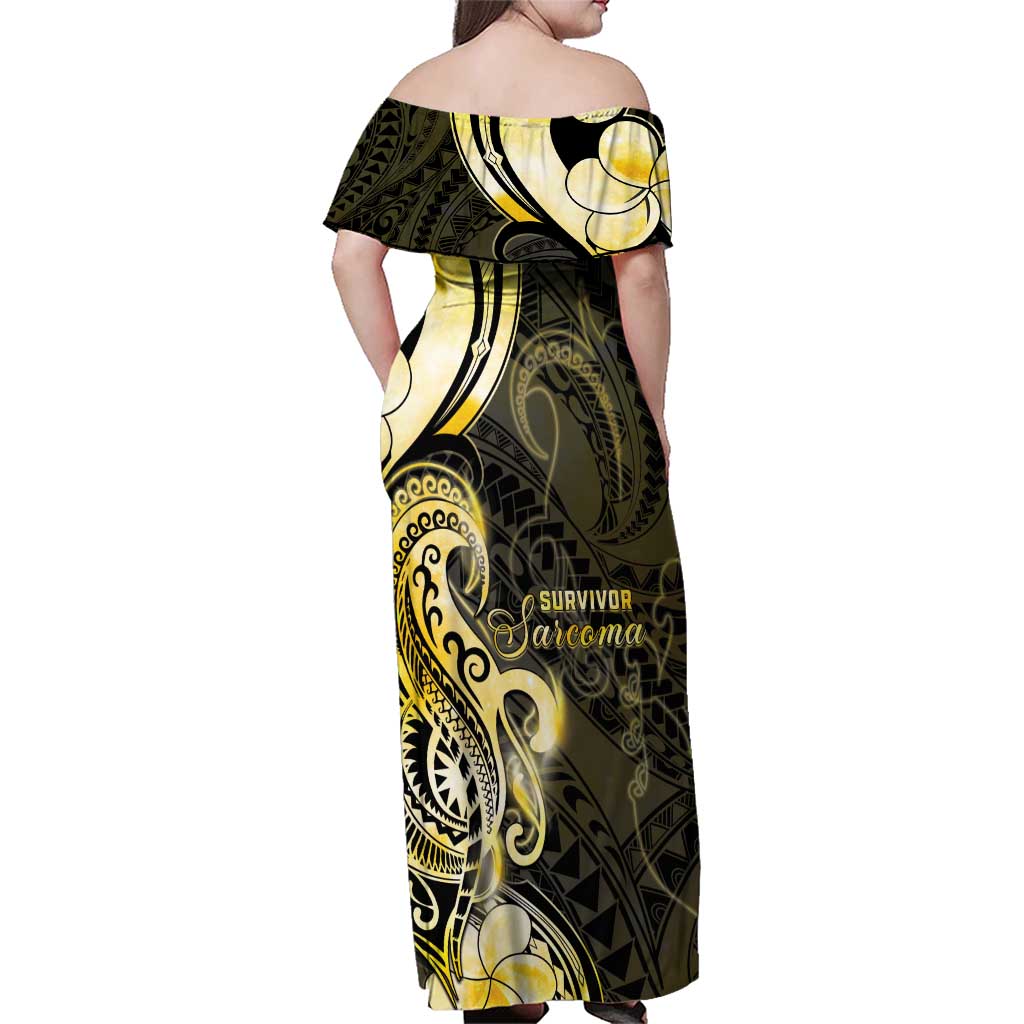 Sarcoma Awareness Family Matching Off Shoulder Maxi Dress and Hawaiian Shirt You Are Stronger Than Sarcoma