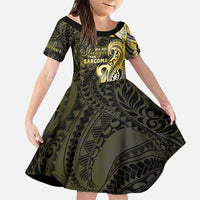 Sarcoma Awareness Family Matching Puletasi and Hawaiian Shirt You Are Stronger Than Sarcoma LT05 Daughter's Dress Yellow - Polynesian Pride