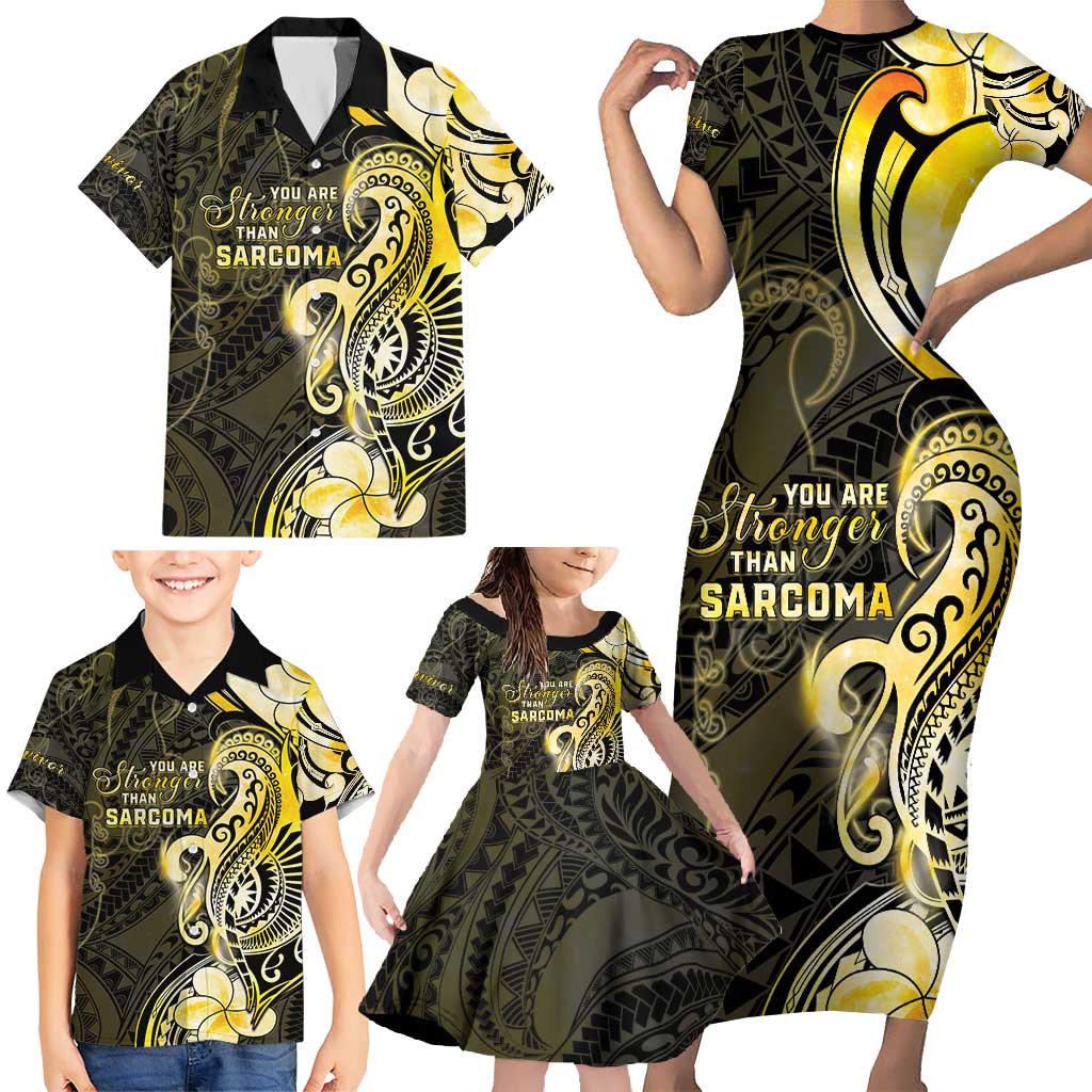 Sarcoma Awareness Family Matching Short Sleeve Bodycon Dress and Hawaiian Shirt You Are Stronger Than Sarcoma LT05 - Polynesian Pride