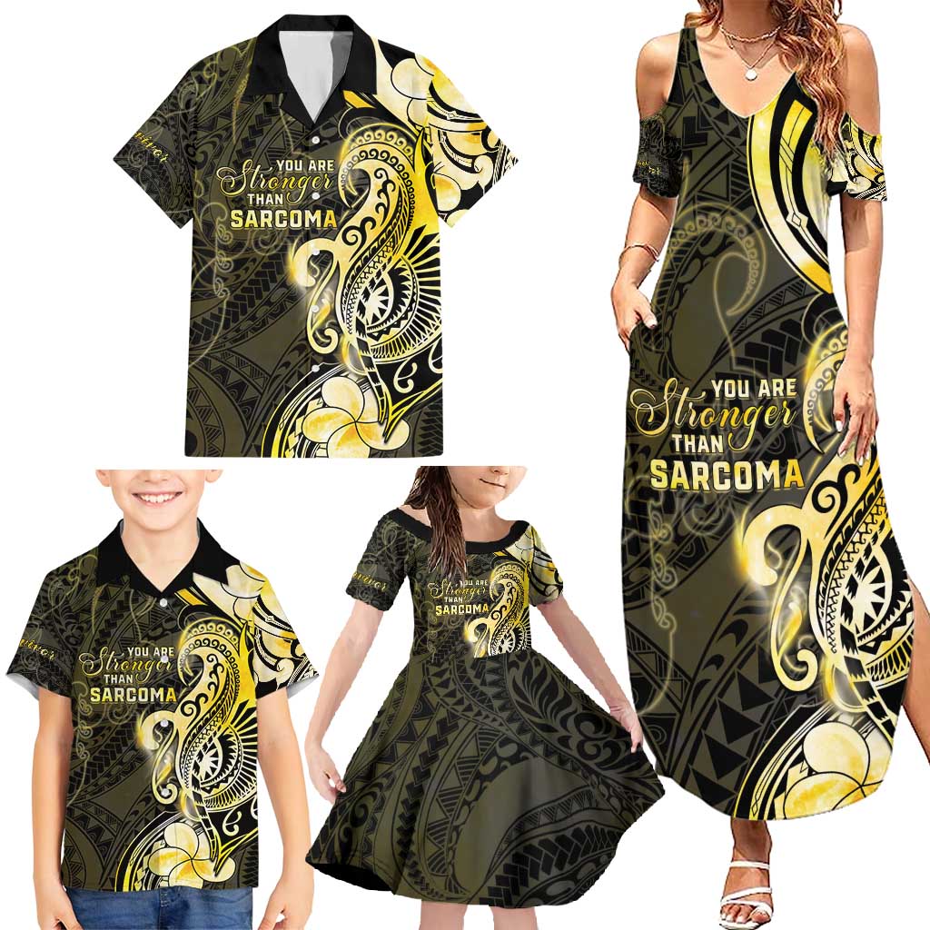 Sarcoma Awareness Family Matching Summer Maxi Dress and Hawaiian Shirt You Are Stronger Than Sarcoma LT05 - Polynesian Pride