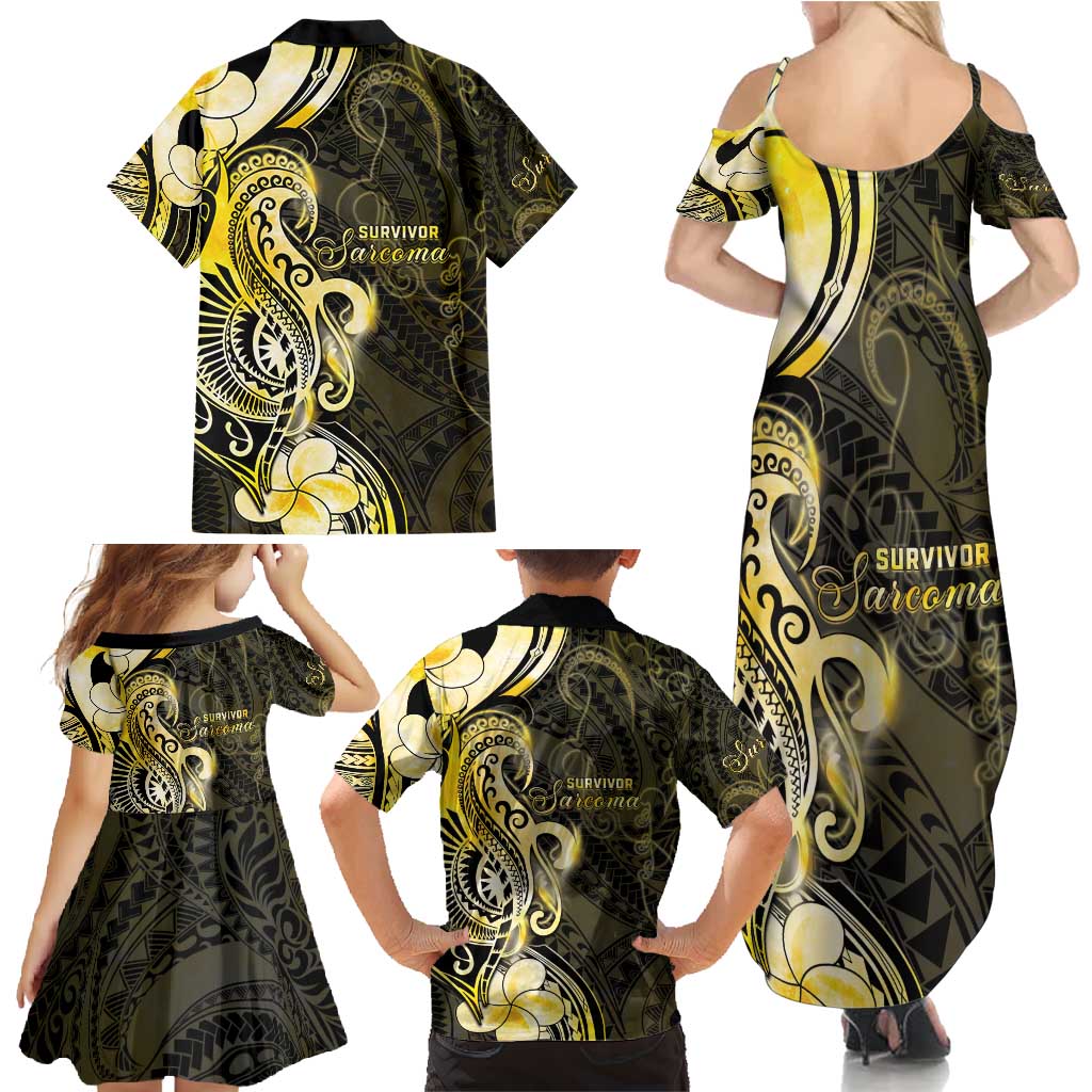 Sarcoma Awareness Family Matching Summer Maxi Dress and Hawaiian Shirt You Are Stronger Than Sarcoma LT05 - Polynesian Pride