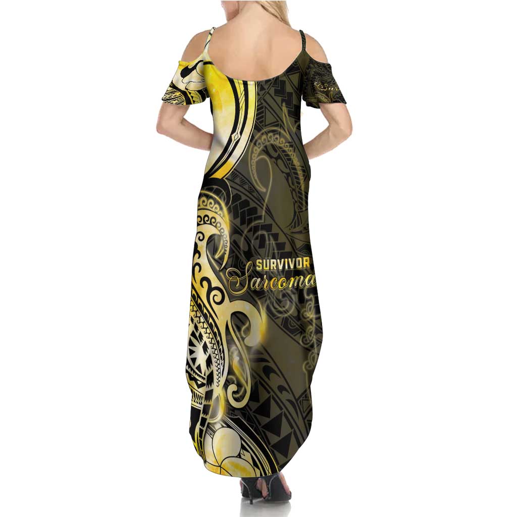 Sarcoma Awareness Family Matching Summer Maxi Dress and Hawaiian Shirt You Are Stronger Than Sarcoma LT05 - Polynesian Pride