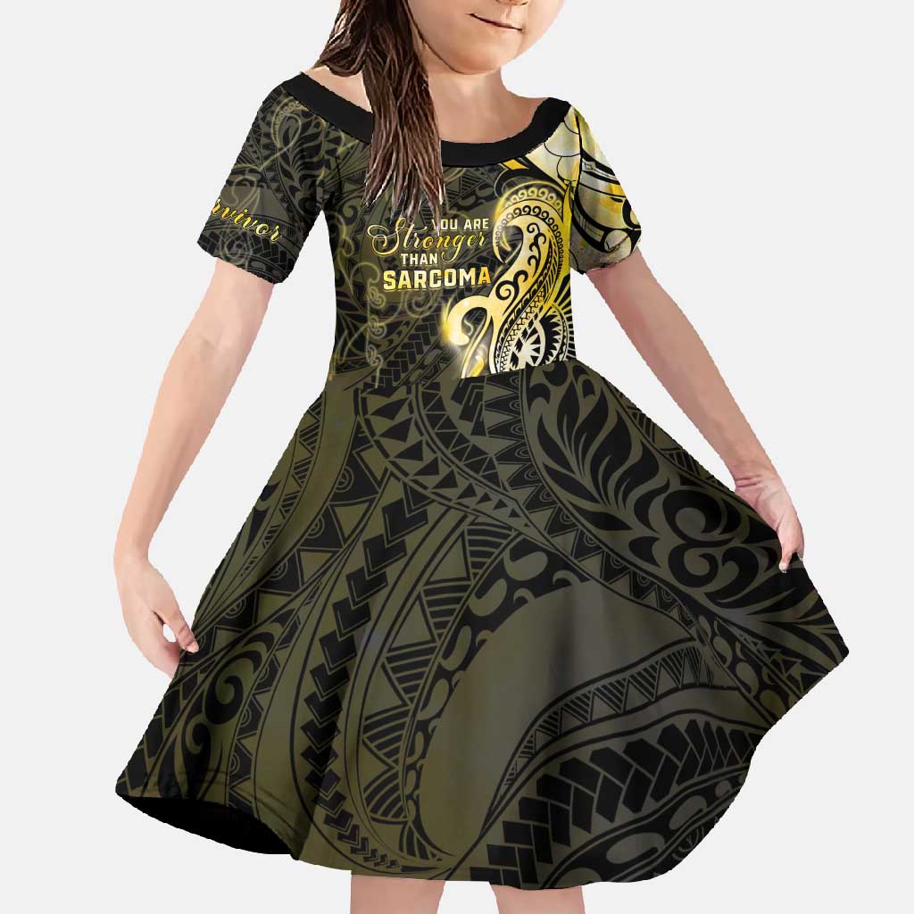 Sarcoma Awareness Family Matching Tank Maxi Dress and Hawaiian Shirt You Are Stronger Than Sarcoma LT05 Daughter's Dress Yellow - Polynesian Pride