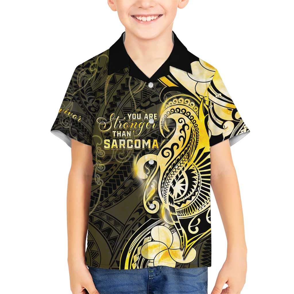Sarcoma Awareness Family Matching Tank Maxi Dress and Hawaiian Shirt You Are Stronger Than Sarcoma LT05 Son's Shirt Yellow - Polynesian Pride
