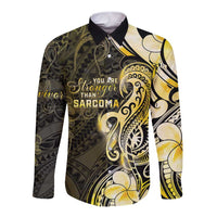 Sarcoma Awareness Long Sleeve Button Shirt You Are Stronger Than Sarcoma LT05 Unisex Yellow - Polynesian Pride