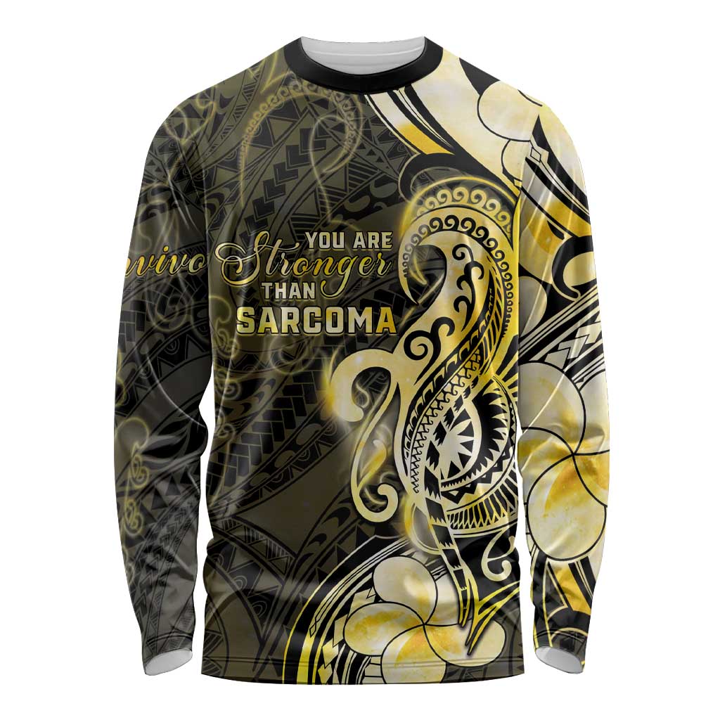 Sarcoma Awareness Long Sleeve Shirt You Are Stronger Than Sarcoma LT05 Unisex Yellow - Polynesian Pride