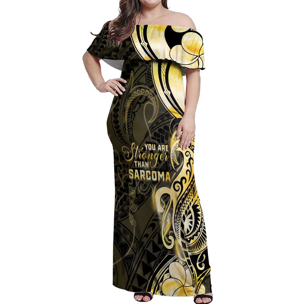 Sarcoma Awareness Off Shoulder Maxi Dress You Are Stronger Than Sarcoma LT05 Women Yellow - Polynesian Pride