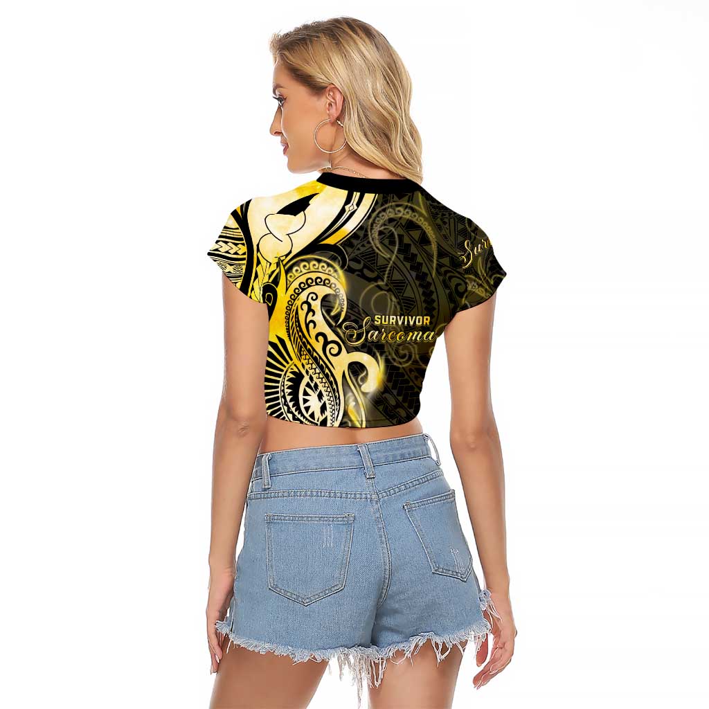 Sarcoma Awareness Raglan Cropped T Shirt You Are Stronger Than Sarcoma