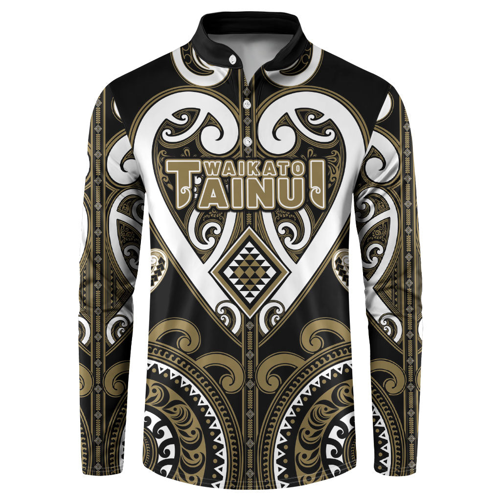 Custom Aotearoa Waikato Tainui Button Sweatshirt Maori Tribal Pattern