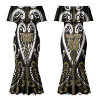 Custom Aotearoa Waikato Tainui Couples Matching Mermaid Dress and Long Sleeve Button Shirt Maori Tribal Pattern