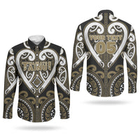 Custom Aotearoa Waikato Tainui Couples Matching Off Shoulder Short Dress and Long Sleeve Button Shirt Maori Tribal Pattern