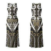 Custom Aotearoa Waikato Tainui Couples Matching Tank Maxi Dress and Long Sleeve Button Shirt Maori Tribal Pattern