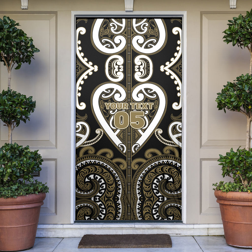 Custom Aotearoa Waikato Tainui Door Cover Maori Tribal Pattern LT05 Dark Yellow - Polynesian Pride