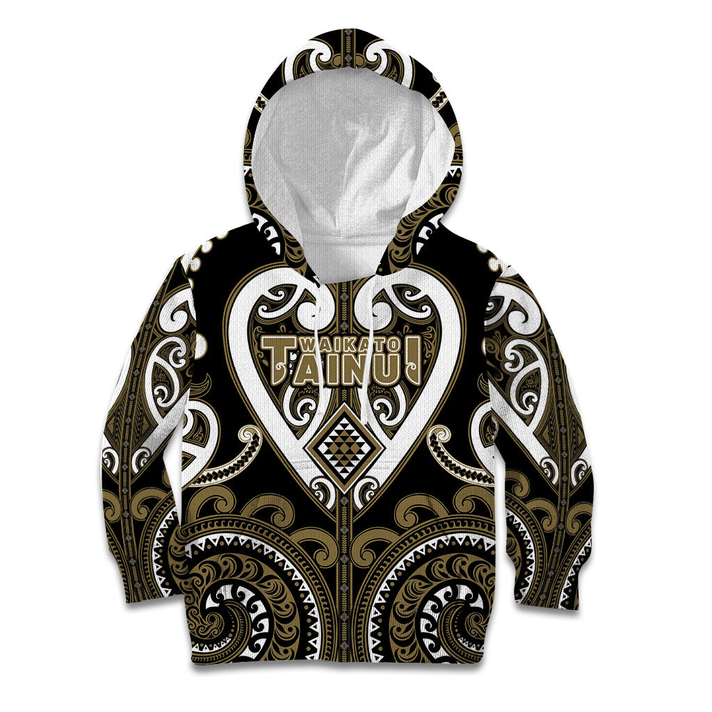 Custom Aotearoa Waikato Tainui Kid Hoodie Maori Tribal Pattern
