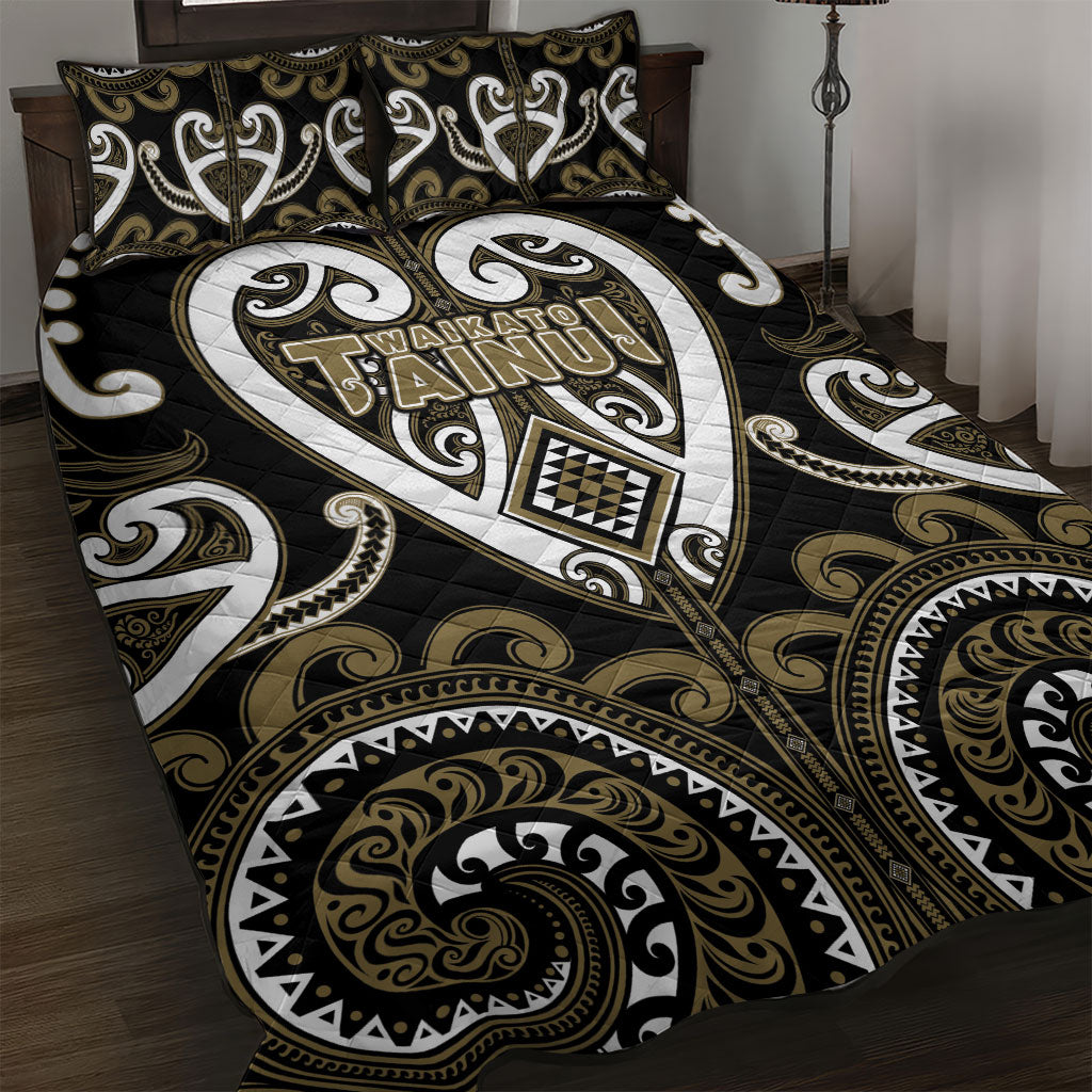 Aotearoa Waikato Tainui Quilt Bed Set Maori Tribal Pattern LT05 Dark Yellow - Polynesian Pride