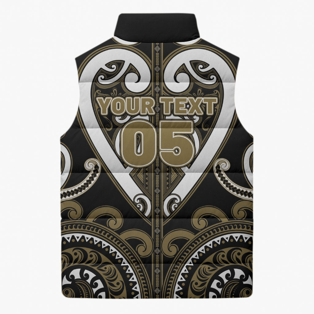 Custom Aotearoa Waikato Tainui Sleeveless Puffer Jacket Maori Tribal Pattern
