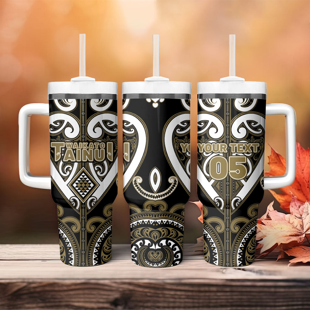 Custom Aotearoa Waikato Tainui Tumbler With Handle Maori Tribal Pattern