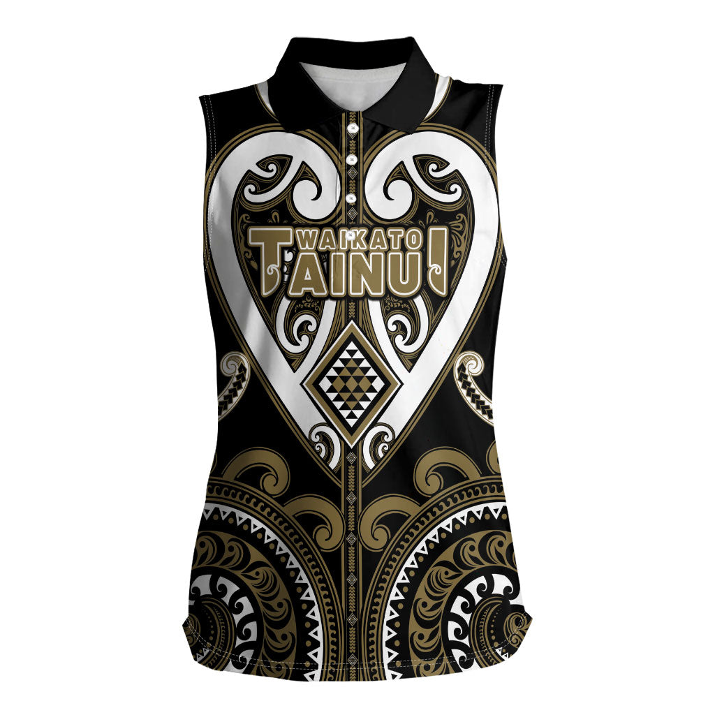 Custom Aotearoa Waikato Tainui Women Sleeveless Polo Shirt Maori Tribal Pattern