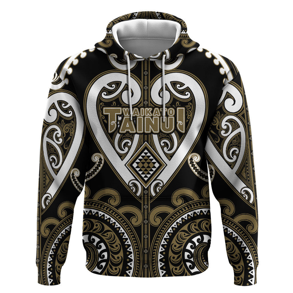 Custom Aotearoa Waikato Tainui Zip Hoodie Maori Tribal Pattern