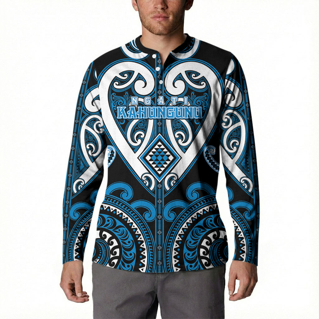 Custom Aotearoa Ngati Kahungunu Button Sweatshirt Maori Tribal Pattern