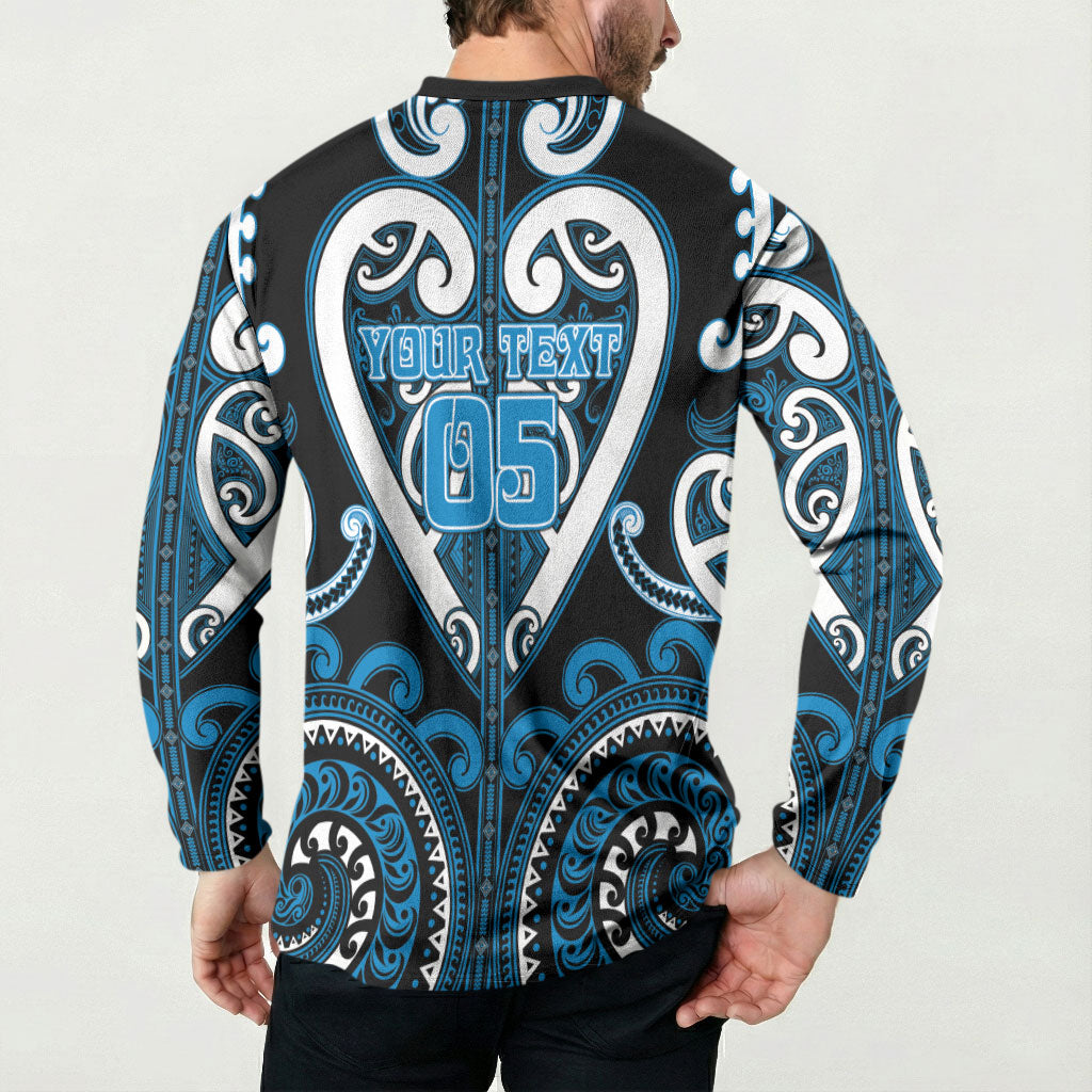 Custom Aotearoa Ngati Kahungunu Button Sweatshirt Maori Tribal Pattern