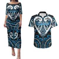 Custom Aotearoa Ngati Kahungunu Couples Matching Puletasi and Hawaiian Shirt Maori Tribal Pattern
