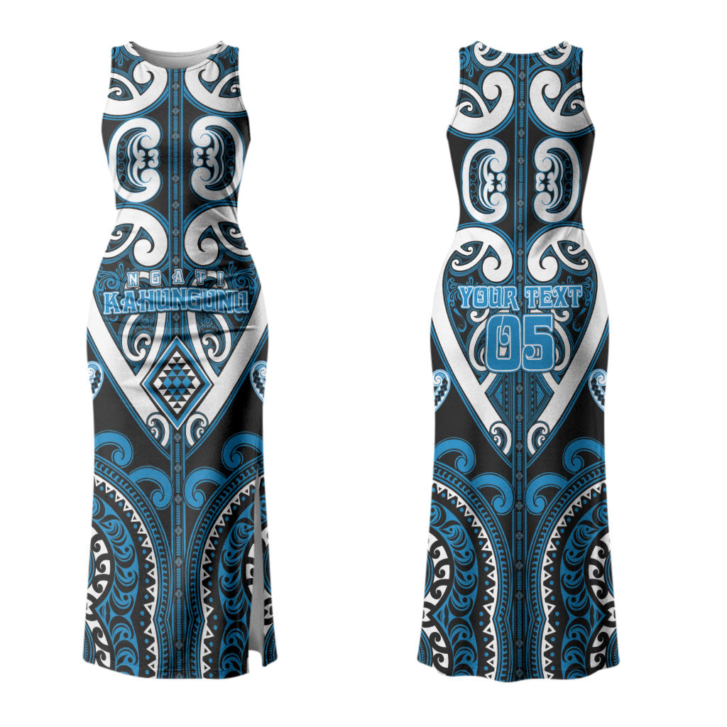 Custom Aotearoa Ngati Kahungunu Couples Matching Tank Maxi Dress and Long Sleeve Button Shirt Maori Tribal Pattern